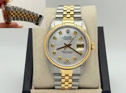 ROLEX DATEJUST 16233 36MM MOTHER OF PEARL DIAMOND DIAL 18K GOLD STAINLESS STEEL
