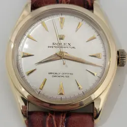 ROLEX OYSTER PERPETUAL 6084 14K GOLD 34MM MENS AUTOMATIC 1950S VINTAGE NA133B