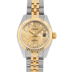 ROLEX DATEJUST 10P DIAMOND 179173G CHAMPAGNE GOLD CARVING COMPUTER F NUMBER ...
