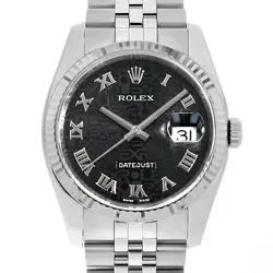 ROLEX DATEJUST 10P DIAMOND 116234G BLACK ENGRAVING COMPUTER ROMAN 5 ROW JUBI...