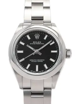 ROLEX OYSTER PERPETUAL 28 276200 BLACK CASE SIZE 28MM LADIES USED WATCH #8147