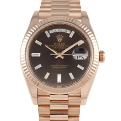 ROLEX DAY-DATE 40 DIAMOND CHOCOLATE DIAL WATCH 228235