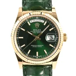 ROLEX DAY DATE 118138 GREEN AUTOMATIC CASE SIZE 36MM MEN'S USED WATCH #8107