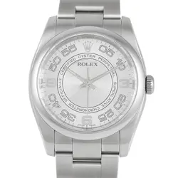 ROLEX OYSTER PERPETUAL 36 SILVER DIAL STEEL WATCH 116000