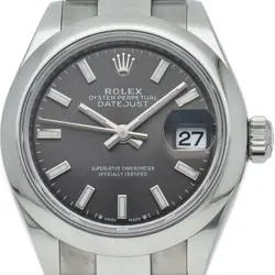 ROLEX DATEJUST 28 LADIES WATCH 279160 STAINLESS STEEL WOMENWATCH GRAY USED