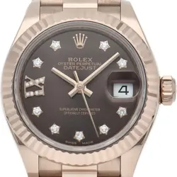 ROLEX DATEJUST 28 LADIES' WATCH 9P DIAMOND 9 DIAMOND 279175G 18K PINK GOLD W...