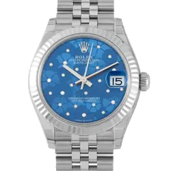 ROLEX DATEJUST 31 DIAMOND-SET BLUE FLORAL DIAL STEEL AND WHITE GOLD JUBILEE WAT