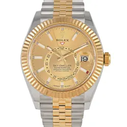 ROLEX SKY-DWELLER CHAMPAGNE DIAL TWO-TONE JUBILEE WATCH 336933