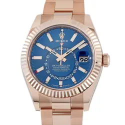 ROLEX SKY-DWELLER BLUE-GREEN DIAL EVEROSE GOLD OYSTER WATCH 336935