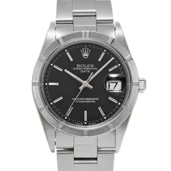 ROLEX OYSTER PERPETUAL DATE 15210 BLACK MEN'S USED WATCH #8197