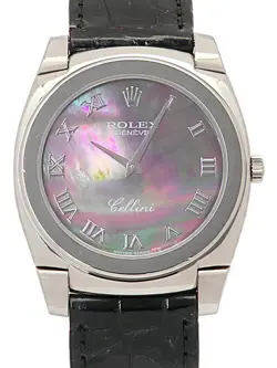 ROLEX CELLINI CESTELLO 5330/9 BLACK CASE SIZE 36MM MEN'S USED WATCH #8107