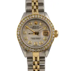 1979 ROLEX DATEJUST 6917 18K YELLOW GOLD & STAINLESS MOP DIAMOND DIAL 26MM WATCH