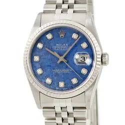 ROLEX DATEJUST 16234G BLUE CASE SIZE 36MM BAND SIZE 19.5CM USED WATCH #82227