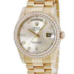 ROLEX DAY-DATE 36 118348A GOLD CASE SIZE 36MM USED WATCH #8107