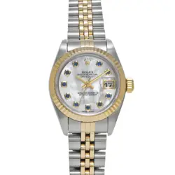 ROLEX DATEJUST 69173NGS WHITE SHELL/SAPPHIRE WATCH 682924