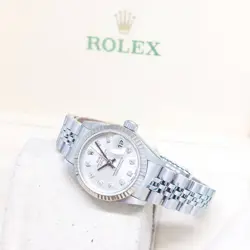 ROLEX 26MM OYSTER PERPETUAL SILVER DIAMONDS LADY DATEJUST REF: 69174 (S)