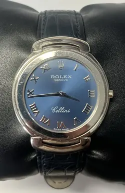 ROLEX 18K WHITE GOLD 33MM CELLINI 6622 BLUE DIAL