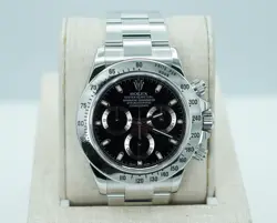ROLEX 116520 DAYTONA STAINLESS STEEL BLACK DIAL RSC SERVICED WARRANTY FULL SET