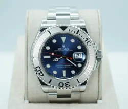 ROLEX 116622 YACHTMASTER STAINLESS STEEL PLATINUM BEZEL BLUE DIAL FULL SET