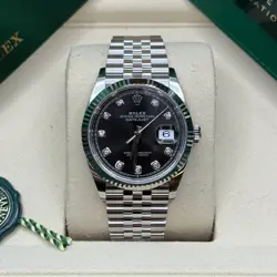 ROLEX DATEJUST 36 NEW 2025 BLACK DIAMOND DIAL FLUTED STAINLESS STEEL JUBILEE