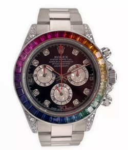 ROLEX COSMOGRAPH DAYTONA 116520 AFTERMARKET DIAMOND AUTO SS BLACK DIAL MEN 40MM