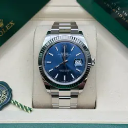 ROLEX DATEJUST 41 NEW 2025 BLUE INDEX DIAL FLUTED BEZEL OYSTER BRACELET
