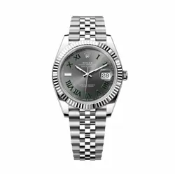 ROLEX DATEJUST 41MM WIMBLEDON SLATE GREY MEN'S ROMAN NUMERALS WATCH - 126334