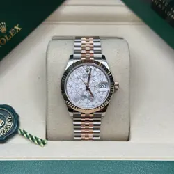 ROLEX DATEJUST 31 NEW 2025 SILVER FLORAL DIAMOND DIAL ROSE GOLD FLUTED JUBILEE
