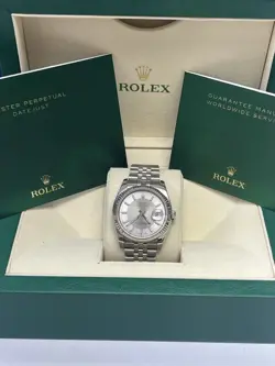ROLEX DATEJUST 116234 JUBILEE BRACELET WITH FLUTED BEZEL TUXEDO DIAL ROLEX BOX
