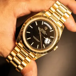 ROLEX 228235 DAY-DATE BLACK MOTIF DIAL WATCH