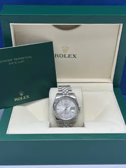 ROLEX DATEJUST 116234 JUBILEE BRACELET WITH FLUTED BEZEL SILVER DIAL ROLEX BOX