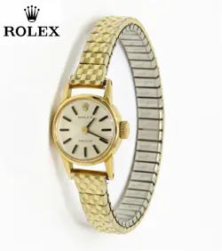 NYJEWEL VINTAGE LADIES ROLEX PRECISION 18K GOLD WATCH RUNS