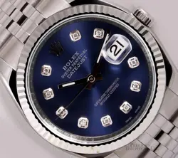 ROLEX DATEJUST 36MM STAINLESS STEEL JUBILEE FLUTED BEZEL NAVY BLUE DIAMOND DIAL