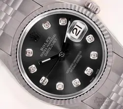 ROLEX DATEJUST 36MM STAINLESS STEEL JUBILEE 18K FLUTED BEZEL GRAY DIAMOND DIAL