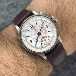 RARE ROLEX MARCONI MANUAL MONOPUSHER CHRONOGRAPH ENAMEL DIAL SWISS WATCH CA 1930