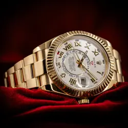 ROLEX SKY-DWELLER 326938 OYSTER 18K YELLOW GOLD ROMAN 42MM BOX & PAPERS