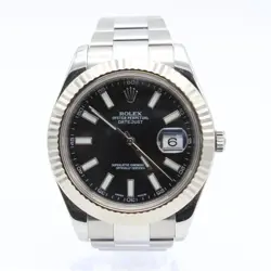 ROLEX STAINLESS STEEL DATEJUST 41MM BLACK DIAL
