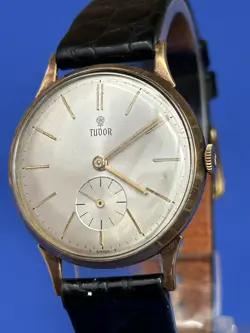 TUDOR 9CT GOLD GENTS WATCH R.W.C ROLEX CASE HALLMARKED 375 ORIGINAL TUDOR CROWN