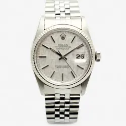 ROLEX DATEJUST 36 STAINLESS STEEL WATCH WITH LINEN DIAL 1980 142563949
