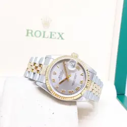ROLEX 31MM 18K HALF YELLOW GOLD GREY ROMAN DIAL DATEJUST REF: 68273 (N SERIES)