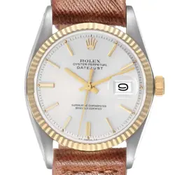 ROLEX DATEJUST STEEL YELLOW GOLD SILVER DIAL VINTAGE MENS WATCH 1601