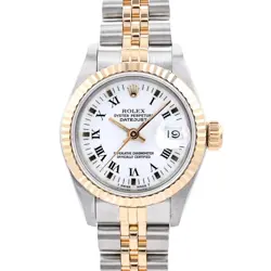 ROLEX DATEJUST 69173 WHITE CASE SIZE 26MM LADIES USED WATCH #855611