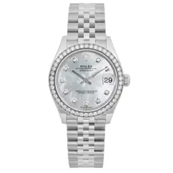 ROLEX DATEJUST 31 STEEL 18K WHITE GOLD MOP DIAL DIAMOND LADY WATCH 278384RBR