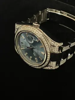 Rolex Datejust 116300 Ice Blue Baguette Dial Diamond Bezel SS Oyster 41mm