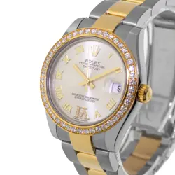 ROLEX DATEJUST 31MM YELLOW GOLD & STEEL SILVER ROMAN & DIAMOND 178383