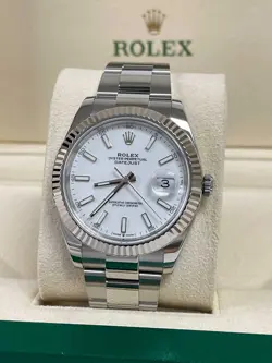 ROLEX DATEJUST 41 126334 OYSTER STEEL & 18K WHITE GOLD BEZEL 41MM WHITE