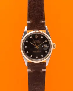 ROLEX DATEJUST 36MM 16013 BLACK DIAMOND DIAL TWO TONE YELLOW GOLD