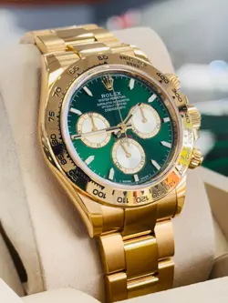 ROLEX COSMOGRAPH DAYTONA 116508 CUSTOM GREEN DIAL 18K YELLOW GOLD BOX/PAPERS