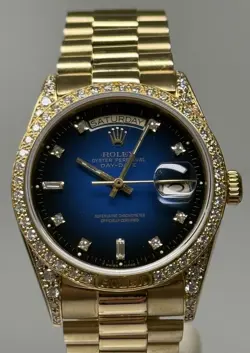 ROLEX DAY DATE PRESIDENT 18138 FACTORY DIAMOND DIAL BEZEL & LUGS 18K YELLOW GOLD