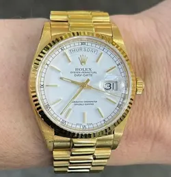ROLEX DAY-DATE 36  REF. 18038 18K PRESIDENT BRACELET CIRCA 1986